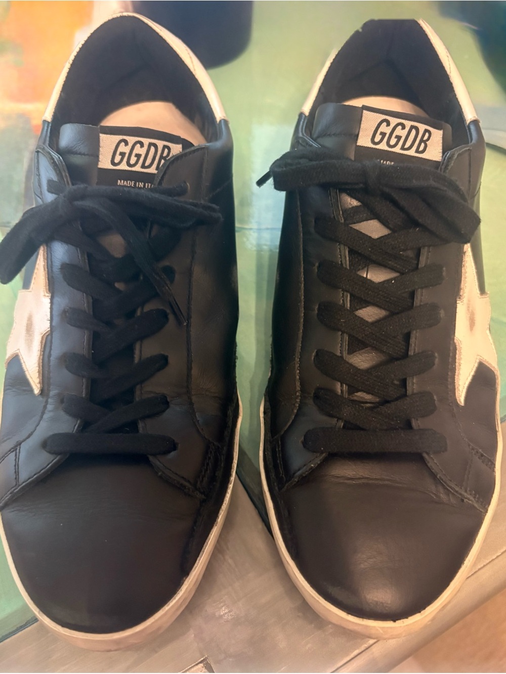 Golden Goose Superstar Black Leather Sneakers with White Star